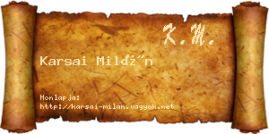 Karsai Milán névjegykártya