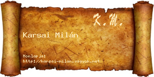 Karsai Milán névjegykártya