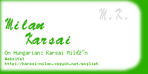 milan karsai business card